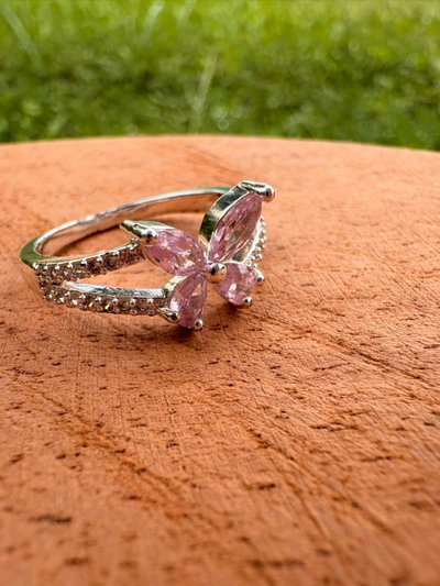 ANILLO DE ACERO BLANCO - SALDO - mini mariposa 