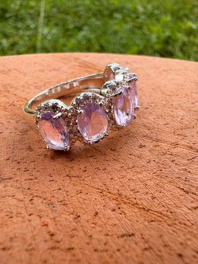 ANILLO DE ACERO BLANCO - SALDO - rosa