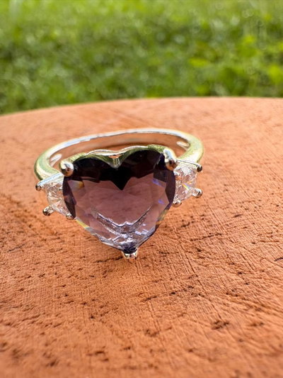 ANILLO DE ACERO BLANCO - SALDO corazón grande 