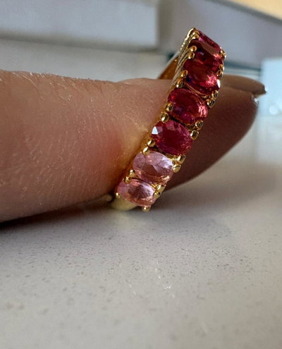 ANILLO BAÑO DE ORO - CIRCONIA ROSA EN DEGRADE 