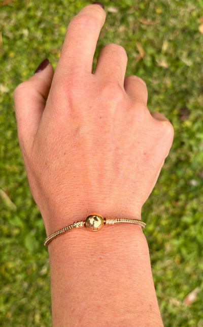 PULSERA ESCLAVA CON CIERRE TIPO PANDORA FORMA CILINDRO - ACERO DORADO ROSÉ