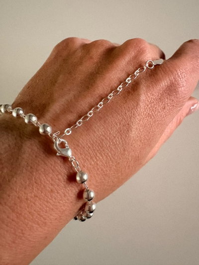 PULSERA DE PLATA LAMINADA MINI PELOTITAS- COD 237