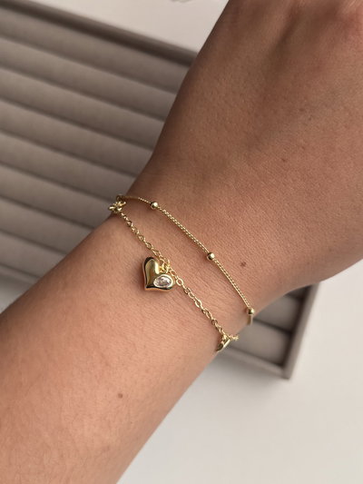 Pulsera regulable doble corazón 