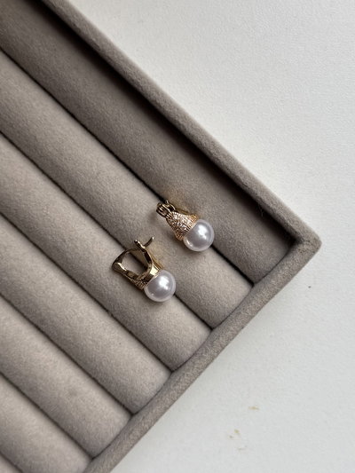 Aros perla dorados