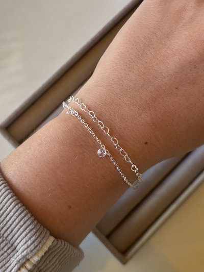 Pulsera doble corazones + puntos de luz