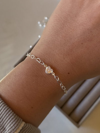 Pulsera eslabón corazón + dije 
