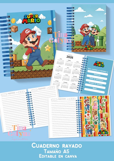 Cuaderno Rayado Mario Bros