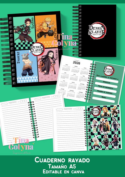Cuaderno Rayado Demon Slayer