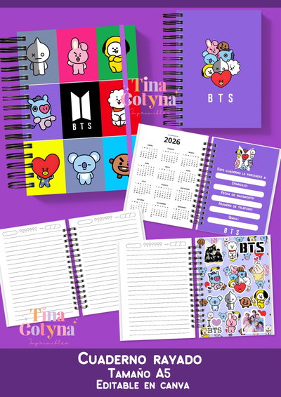 Cuaderno Rayado BTS