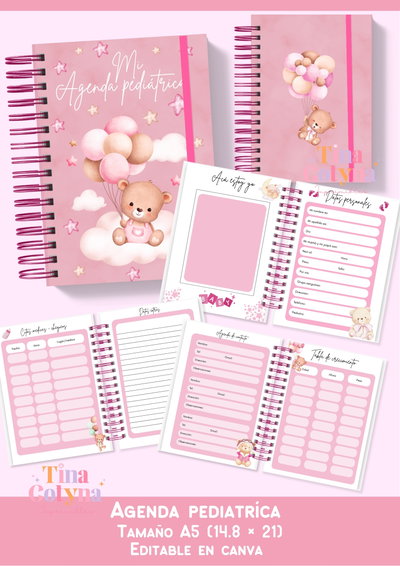 Agenda Pediatrica Osito rosa