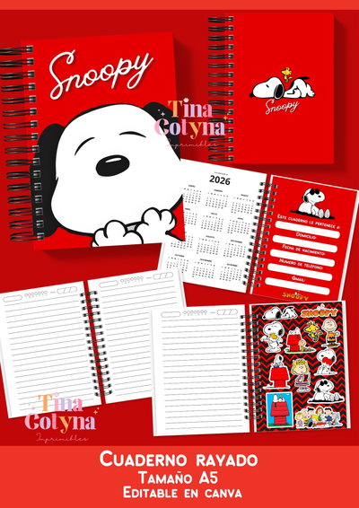 Cuaderno Rayado Snoopy