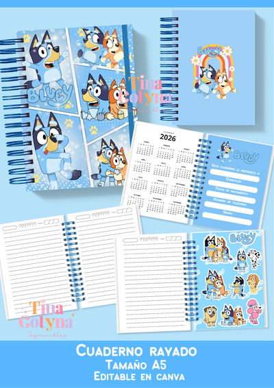Cuaderno rayado Bluey 