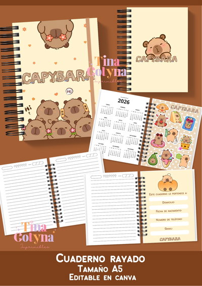 Cuaderno rayado Capybara 