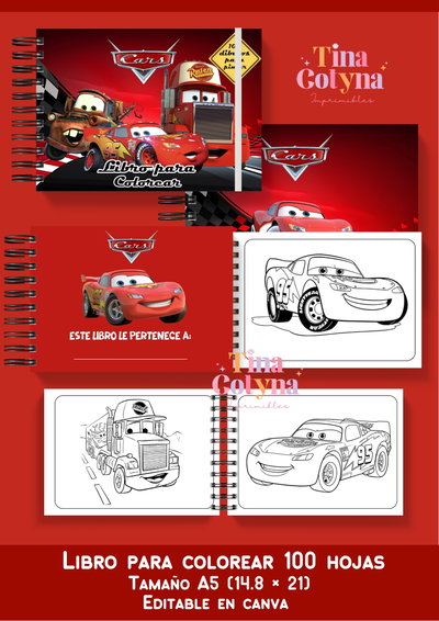 Libro para pintar Cars 100 dibujos 