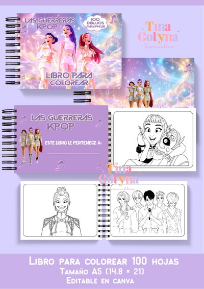 Libro para pintar Guerreras kpop 100 dibujos 