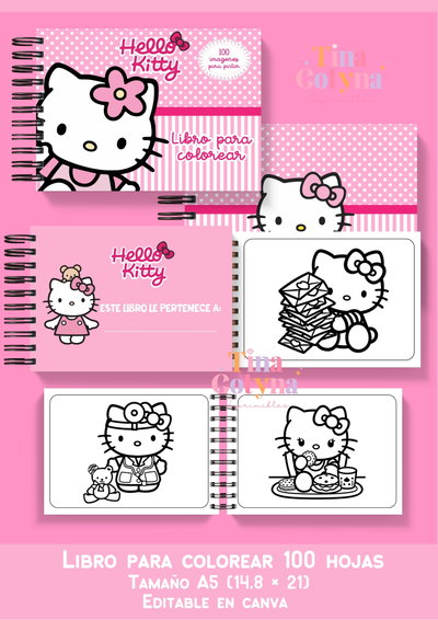 Libro para pintar Hello Kitty 100 dibujos 