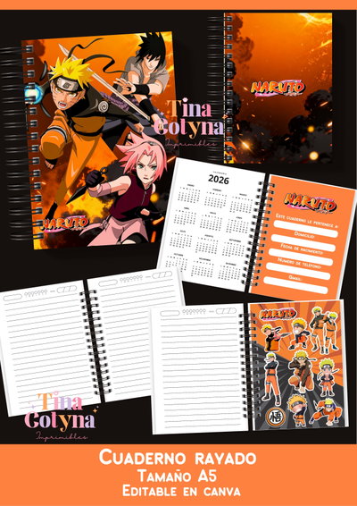 Cuaderno rayado Naruto 