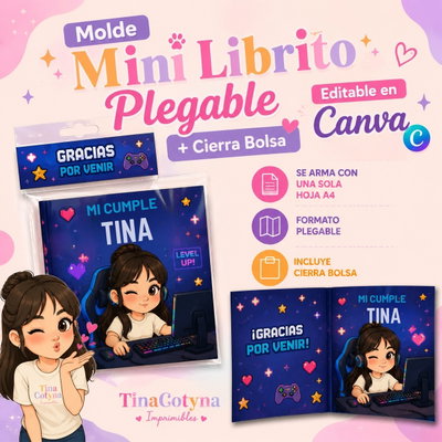 Mini Librito Plegable - Molde editable en Canva