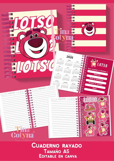 Cuaderno rayado Lotso