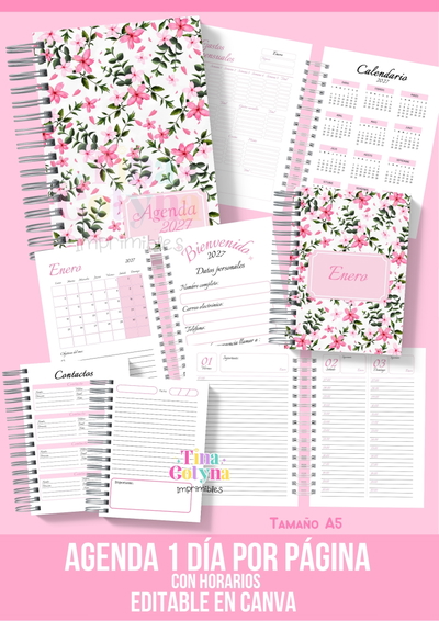 AGENDA 2027 | UN DÍA POR PÁGINA | DISEÑO FLORES ROSAS