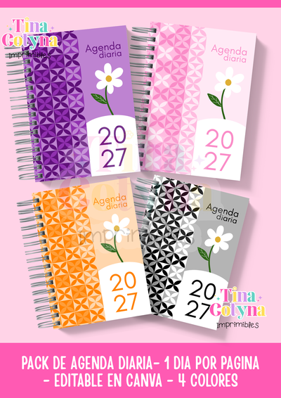 Pack agenda diaria 1 día por página / 4 colores 