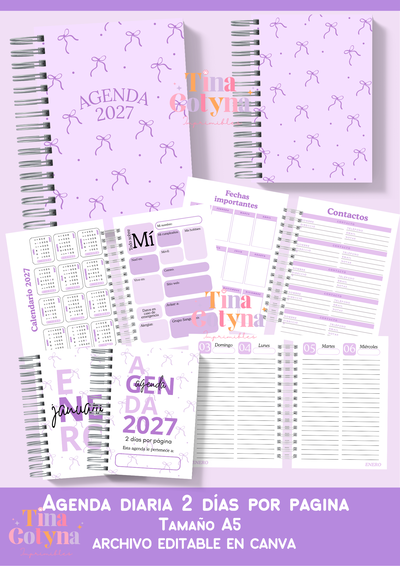 Agenda Diaria 2 días por página | Color Lila