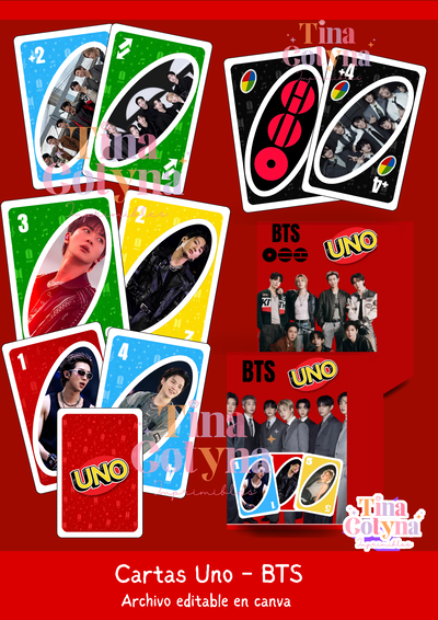  Cartas UNO BTS | Archivo Editable en Canva 