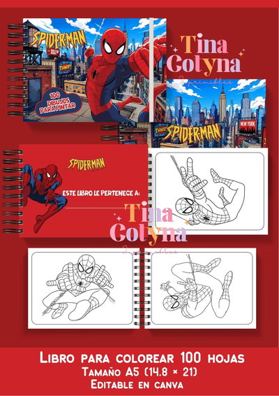 Libro para pintar Spiderman 100 dibujos 
