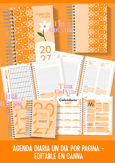 Agenda Diaria 1 día por página / Color Naranja