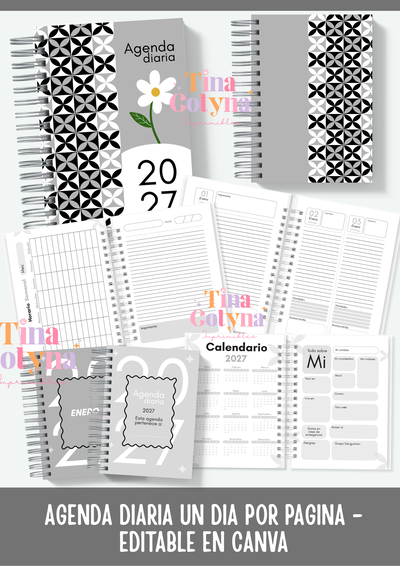 Agenda Diaria 1 día por página / Color Gris