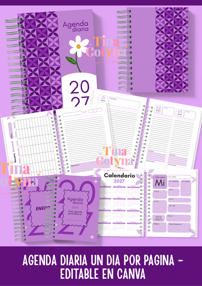 Agenda Diaria 1 día por página / Color Lila