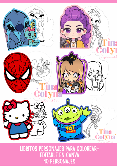 Libritos para colorear - Personajes 