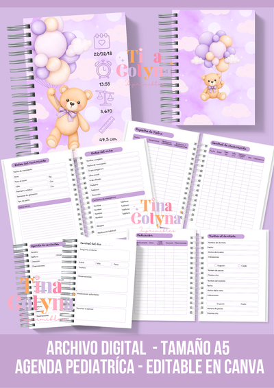 Agenda pediatríca Osito Lila