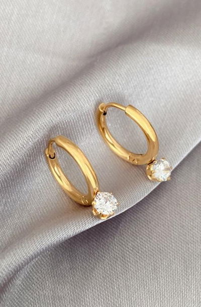 ARITOS LILI - ACERO QUIRURGICO ENCHAPADO EN ORO 18K 