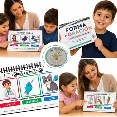 cuadernillo "Forma la oración" con secuencia de imágenes