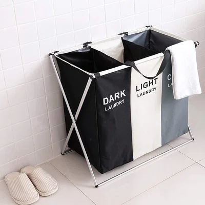 CESTO DE ROPA SUCIA CON 3 DIVISIONES DARK LIGHT