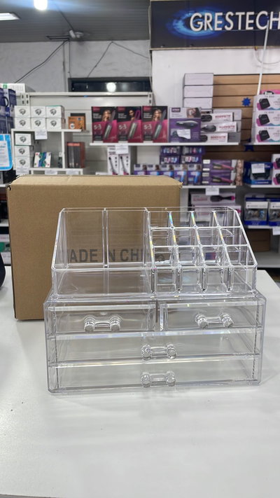 ORGANIZADOR MAQUILLAJE ACRILICO 4 CAJONES 