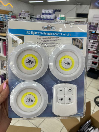 Set 3 Luces Led Inalámbricas Control Remoto ropero alacena 