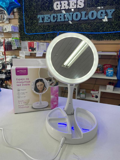 ESPEJO DOBLE LUZ LED USB PORTATIL 5V AIT