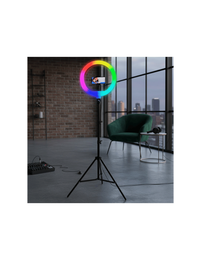 ARO DE LUZ LED 36CM RGB CON TRIPODE 2.10mt