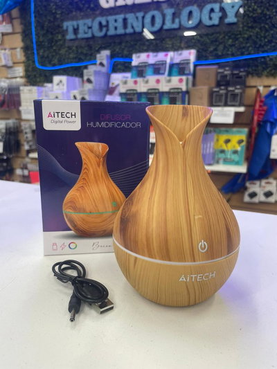 Difusor Humidificador Aromatizador Ultrasonico Aitech Simil Madera 200ml
