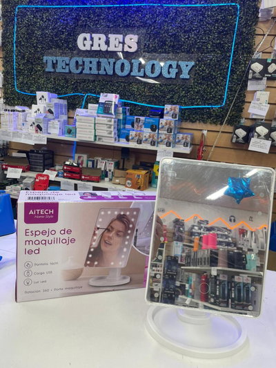 Espejo Led Maquillaje Aitech Regulable 360º Blanco