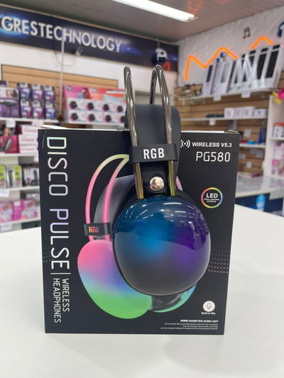 Auricular Gamer Inalámbrico Pg580 Con Micrófono Y Luz Led Rgb Negro