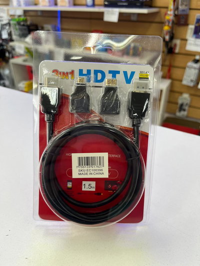Cable Hdtv 3 En 1 Mini Micro Tipo A Tipo D 1.5m