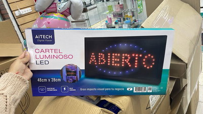 Letrero Abierto Luz Led Aitech 48x25cm