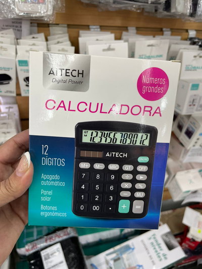 CALCULADORA ESCRITORIO 12 DIGITOS A PILA PANEL SOLAR