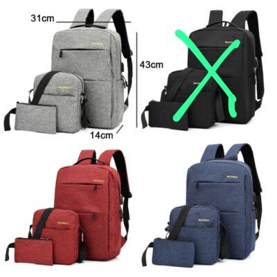 MOCHILA USB + BANDOLERA + CARTUCHERA 3 EN 1 