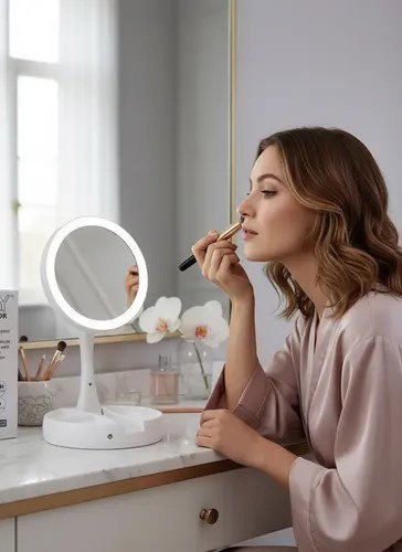 Espejo Para Maquillaje Con Luz Led Usb Organizador