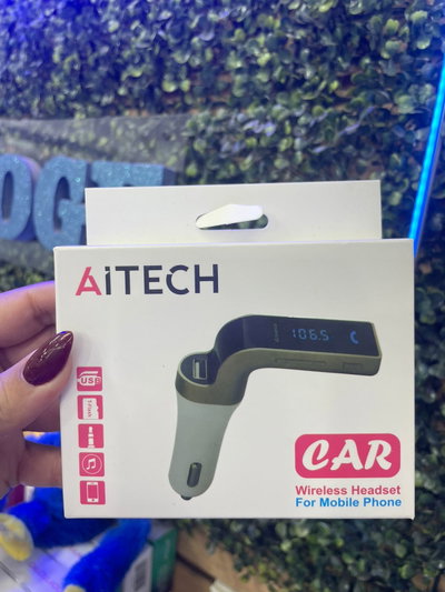 Transmisor 5 En 1 Inalámbrico FM BT Para Auto Con Cargador USB Negro