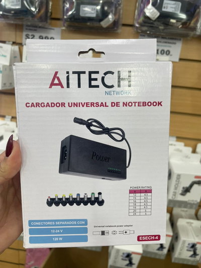CARGADOR UNIVERSAL AITECH NOTEBOOK CON 8 PINES 120W